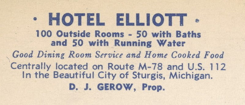 Hotel Elliott - Postcard Back (newer photo)